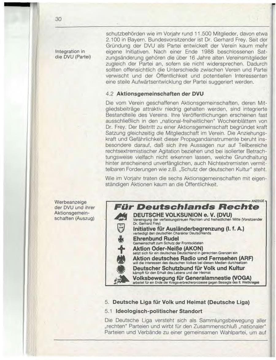 Seite 30 des Verfassungsschutzbericht 1992 Bayern