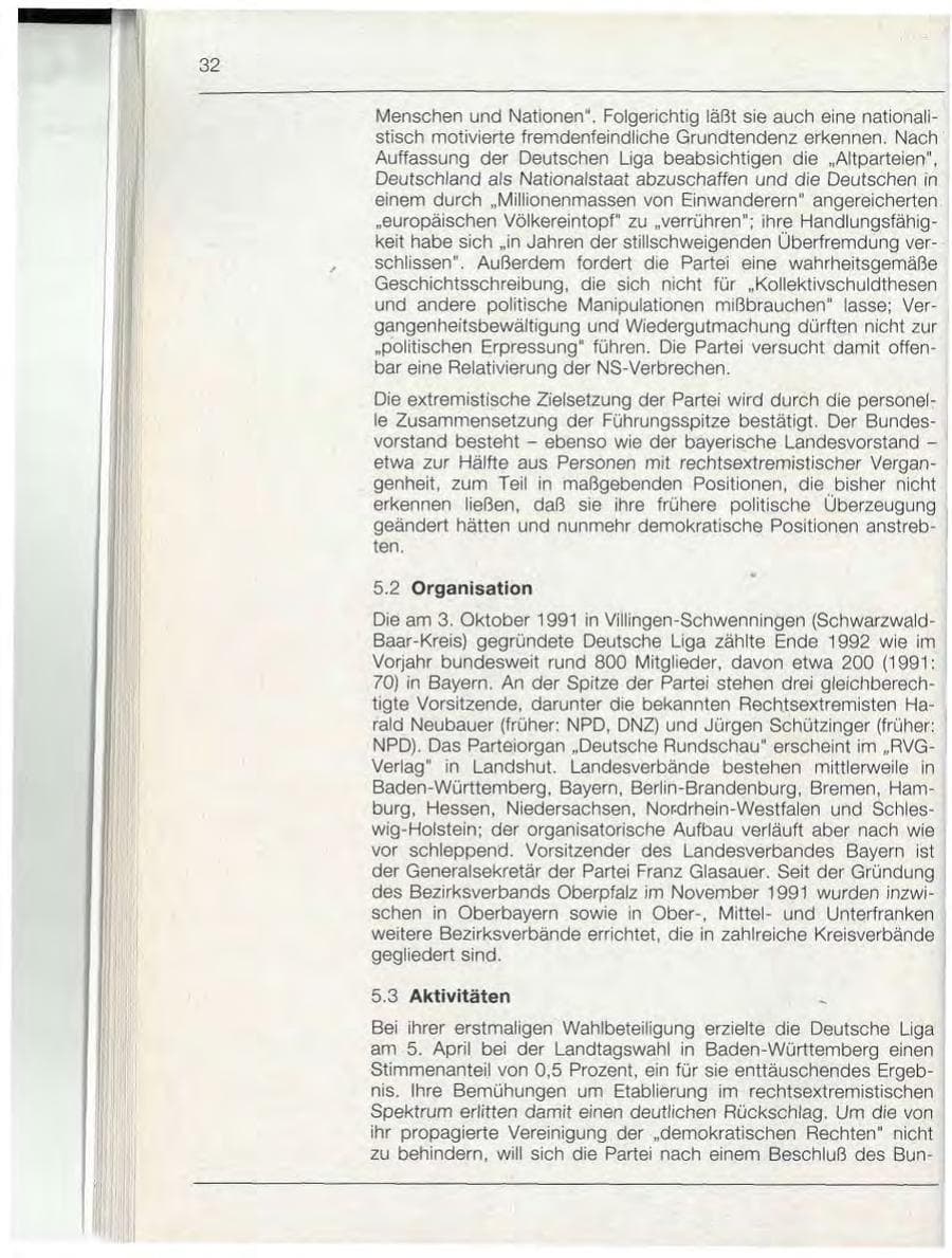 Seite 32 des Verfassungsschutzbericht 1992 Bayern