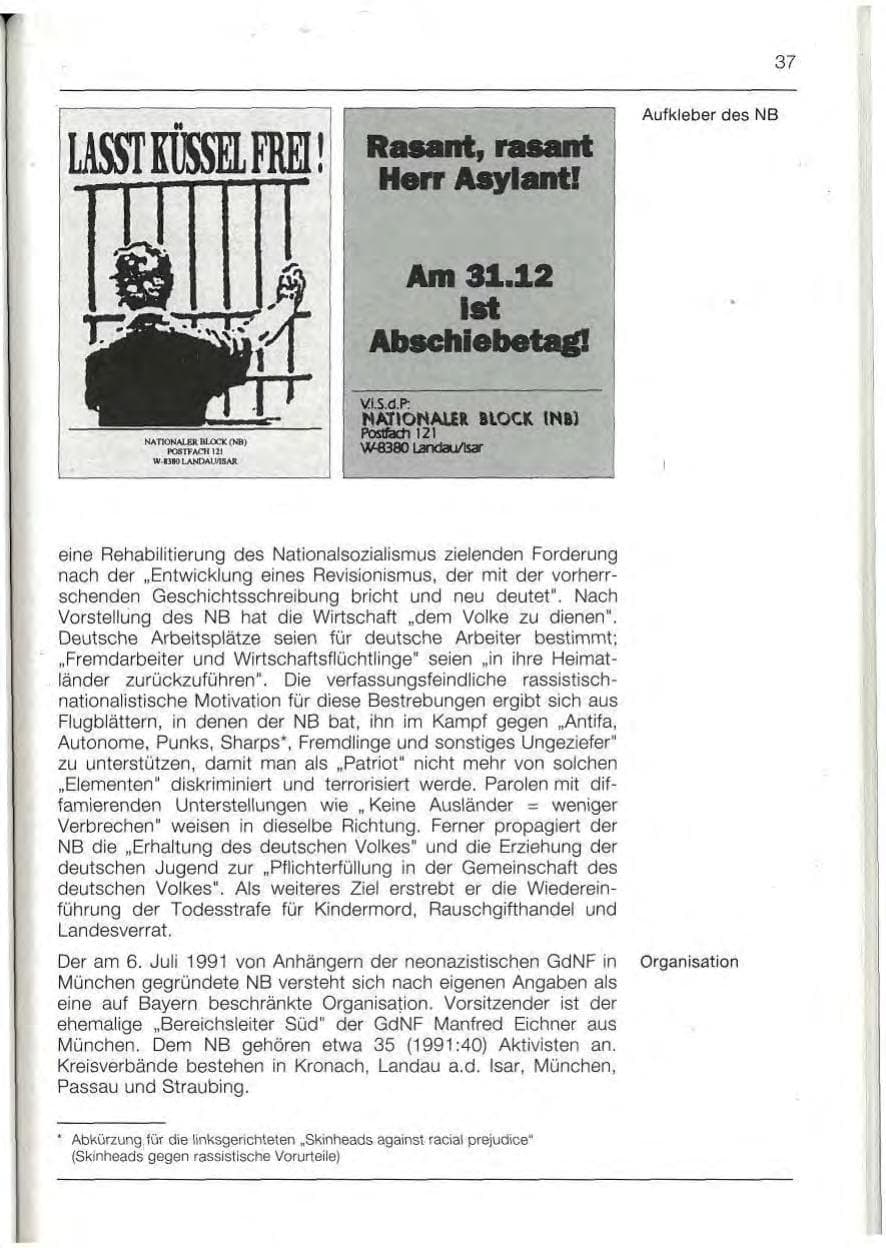 Seite 37 des Verfassungsschutzbericht 1992 Bayern