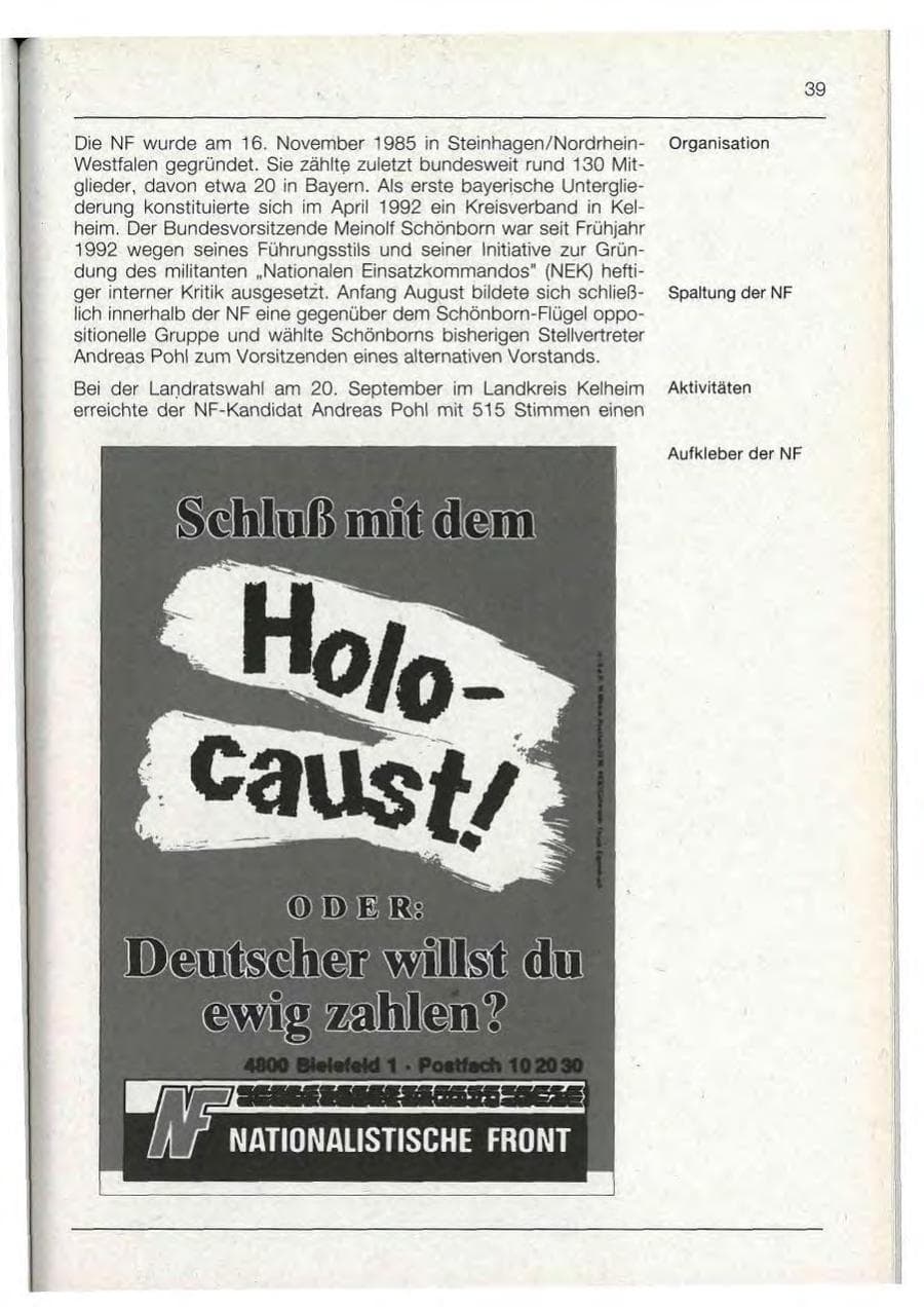Seite 39 des Verfassungsschutzbericht 1992 Bayern