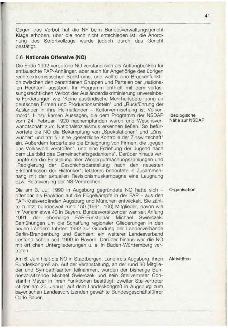 Seite 41 des Verfassungsschutzbericht 1992 Bayern