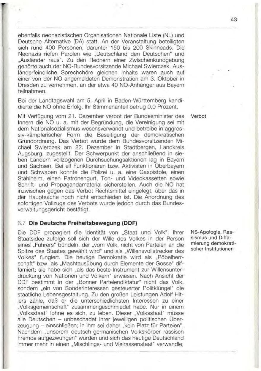 Seite 43 des Verfassungsschutzbericht 1992 Bayern