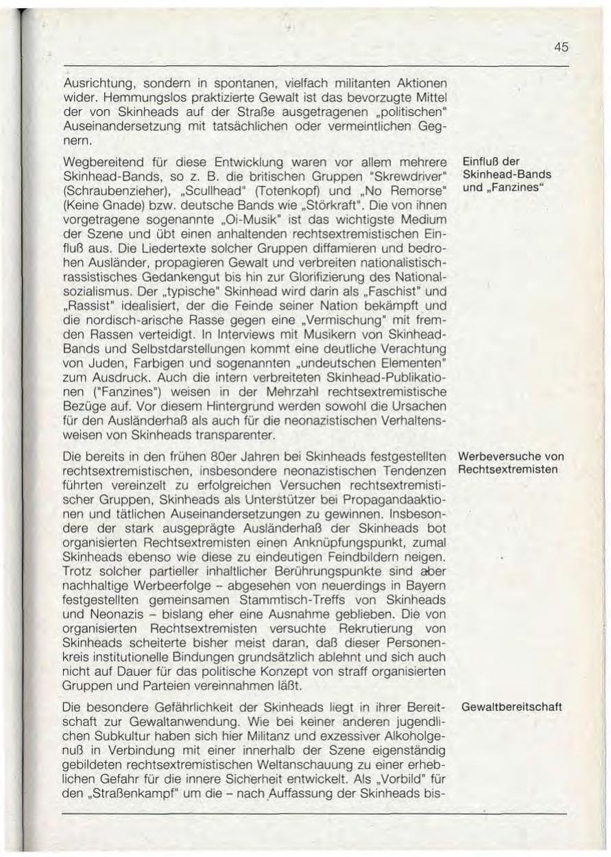 Seite 45 des Verfassungsschutzbericht 1992 Bayern