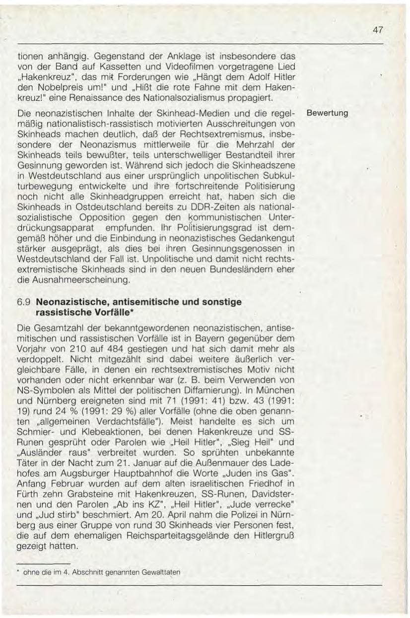 Seite 47 des Verfassungsschutzbericht 1992 Bayern
