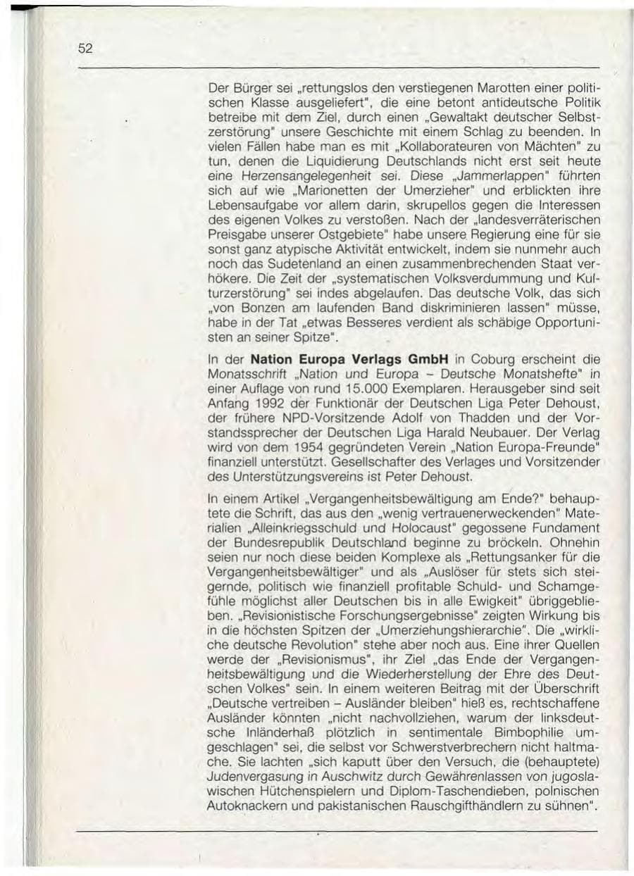 Seite 52 des Verfassungsschutzbericht 1992 Bayern