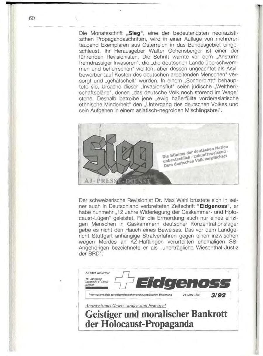 Seite 60 des Verfassungsschutzbericht 1992 Bayern