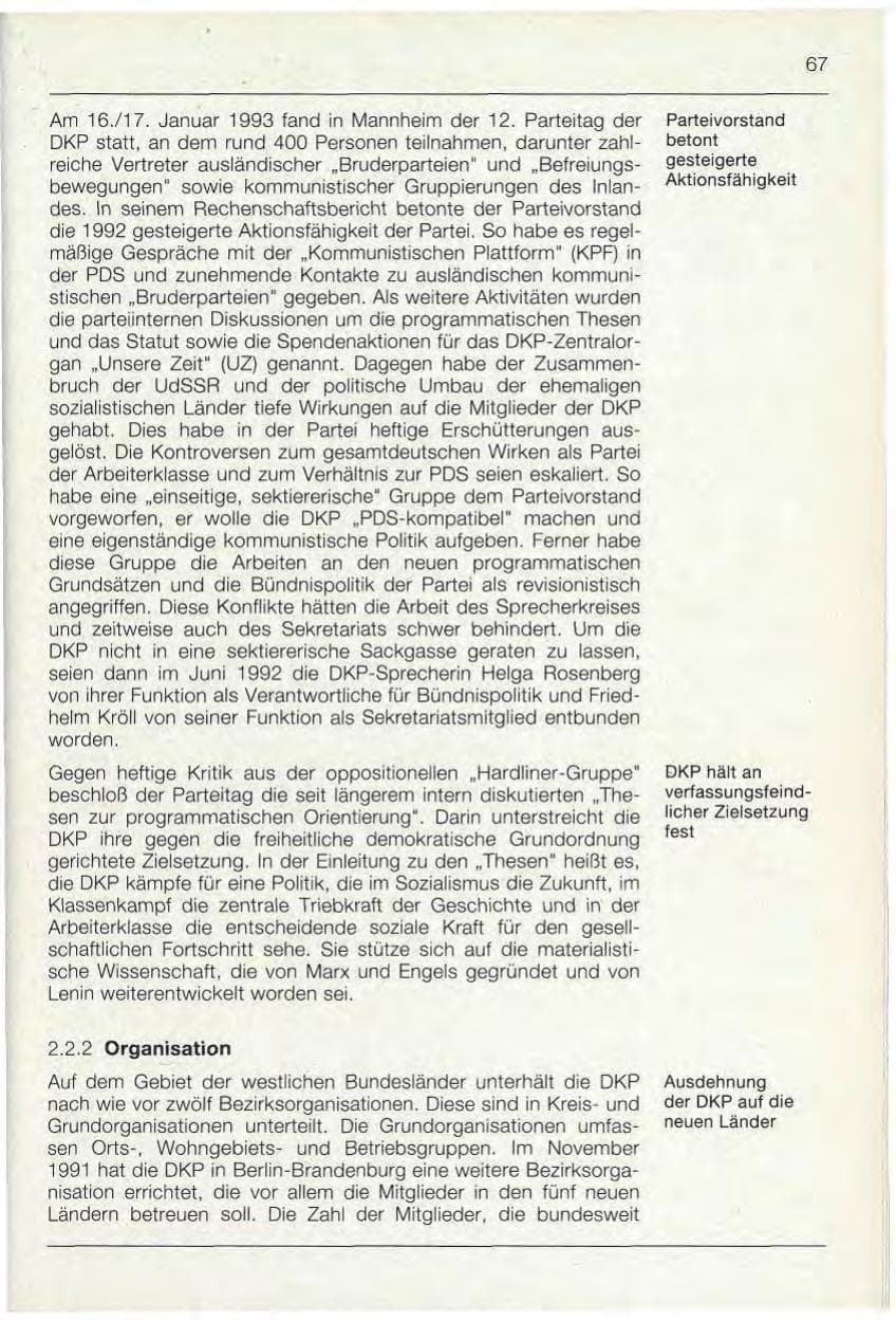 Seite 67 des Verfassungsschutzbericht 1992 Bayern