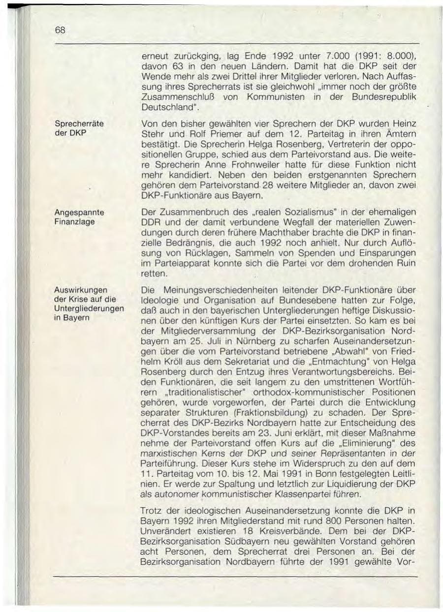 Seite 68 des Verfassungsschutzbericht 1992 Bayern