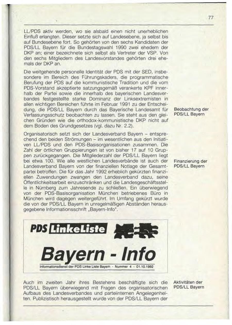 Seite 77 des Verfassungsschutzbericht 1992 Bayern