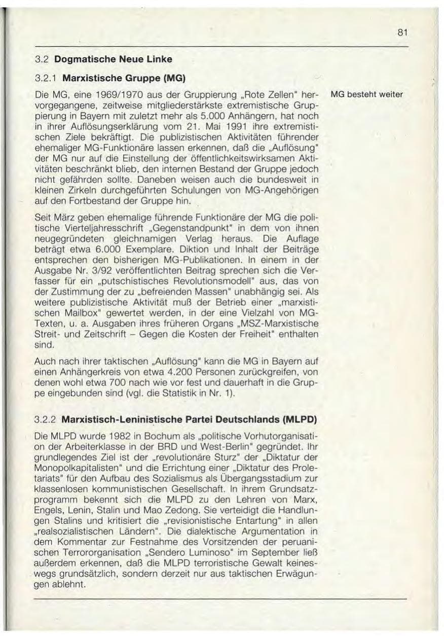 Seite 81 des Verfassungsschutzbericht 1992 Bayern