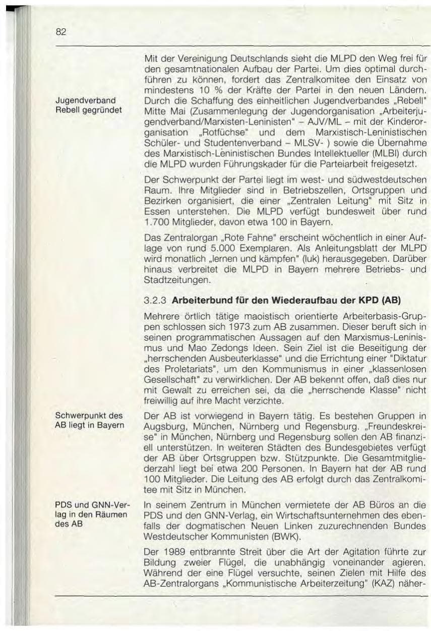 Seite 82 des Verfassungsschutzbericht 1992 Bayern