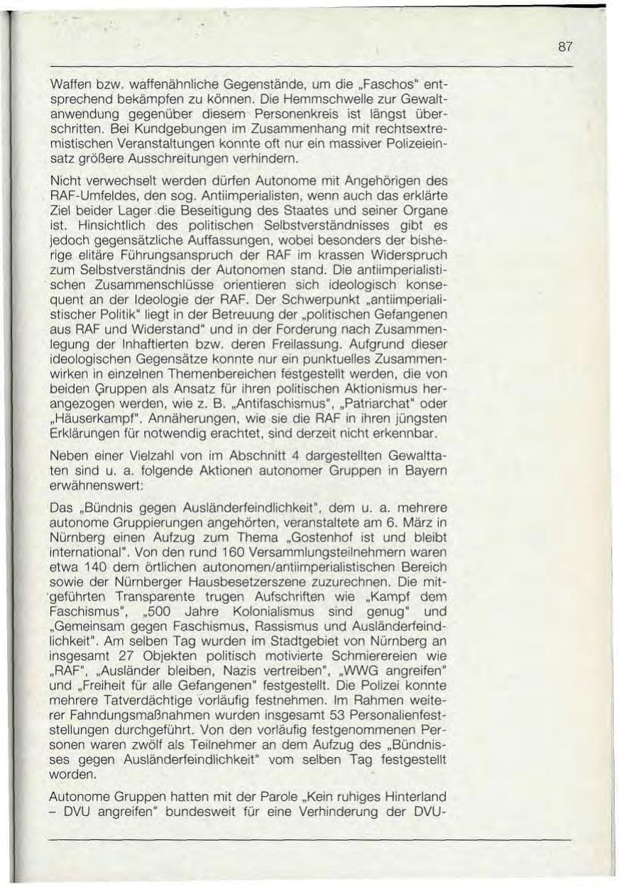Seite 87 des Verfassungsschutzbericht 1992 Bayern