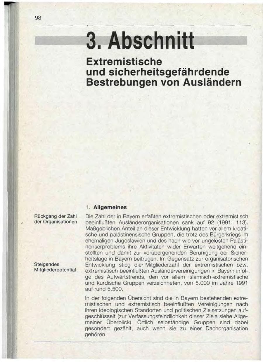 Seite 98 des Verfassungsschutzbericht 1992 Bayern