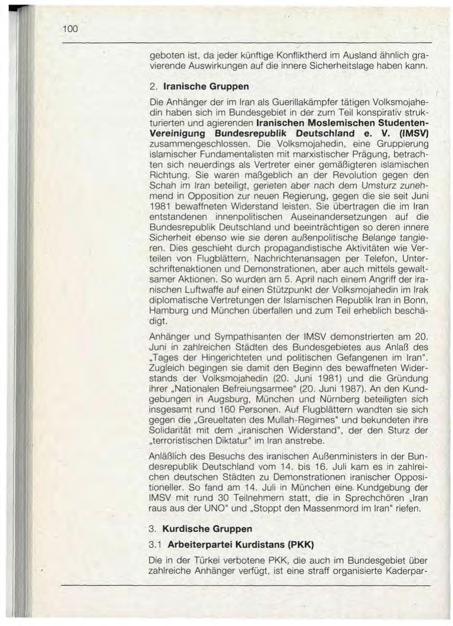Seite 100 des Verfassungsschutzbericht 1992 Bayern
