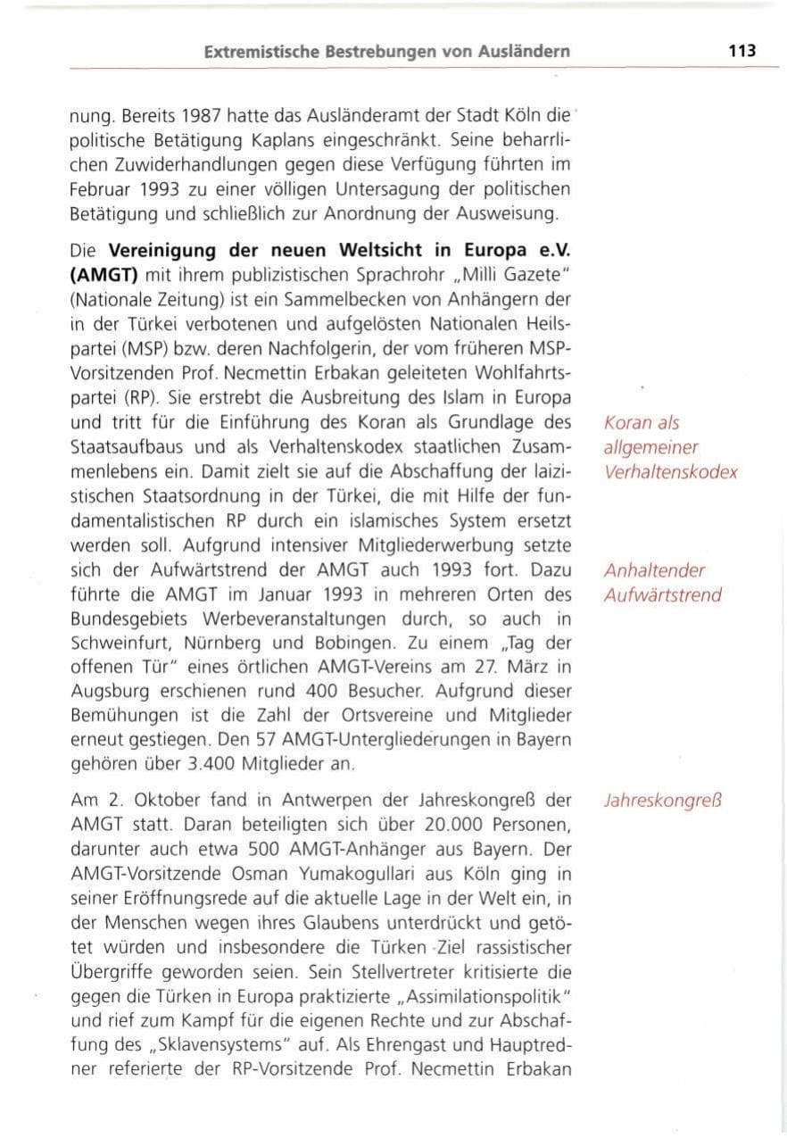Seite 113 des Verfassungsschutzbericht 1993 Bayern