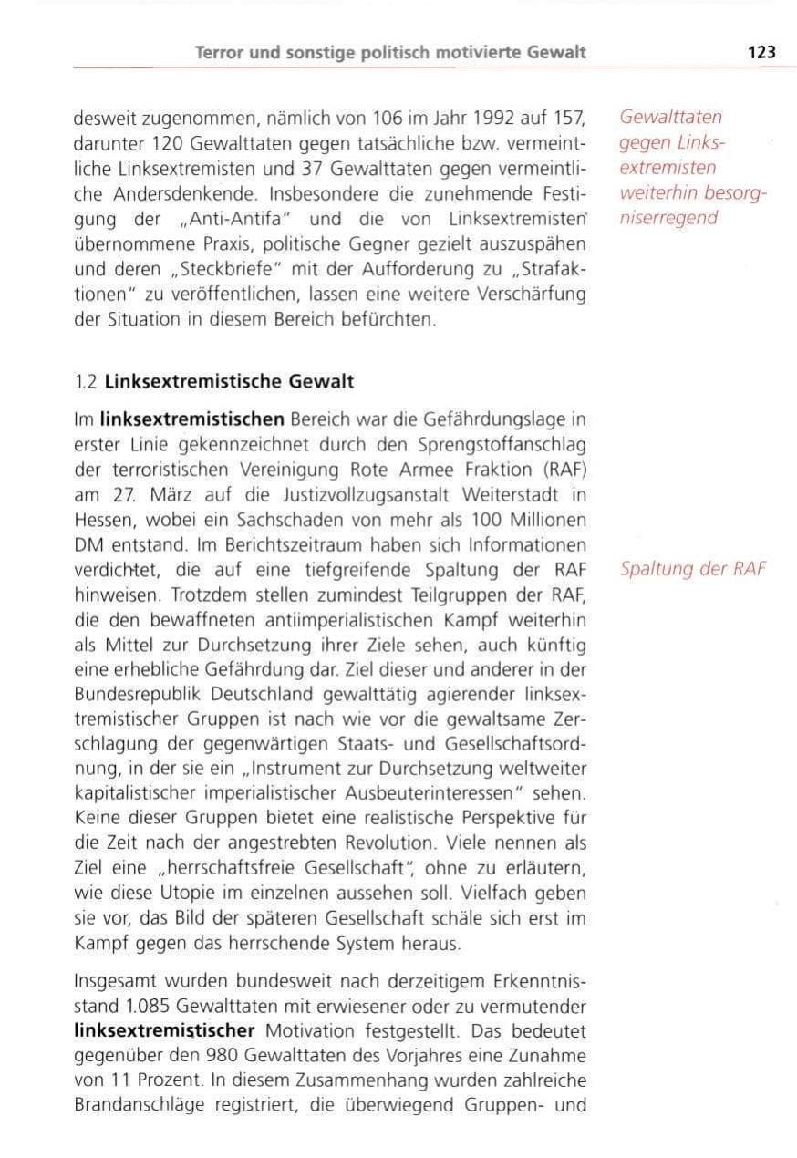 Seite 123 des Verfassungsschutzbericht 1993 Bayern