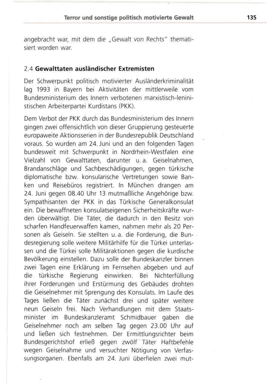 Seite 135 des Verfassungsschutzbericht 1993 Bayern