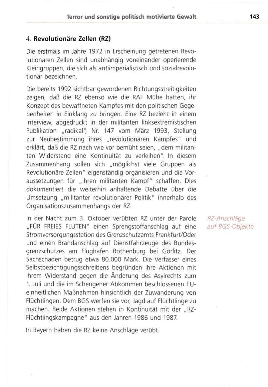 Seite 143 des Verfassungsschutzbericht 1993 Bayern