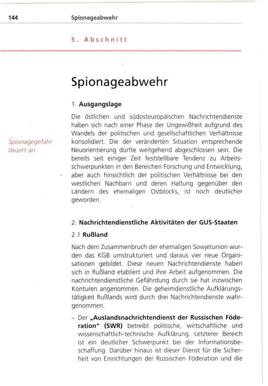 Seite 144 des Verfassungsschutzbericht 1993 Bayern