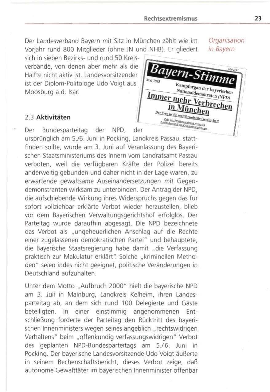 Seite 23 des Verfassungsschutzbericht 1993 Bayern