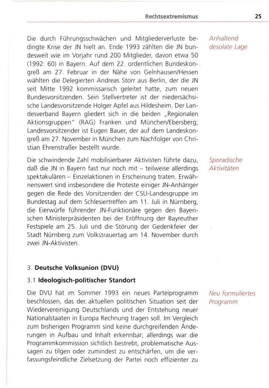 Seite 25 des Verfassungsschutzbericht 1993 Bayern