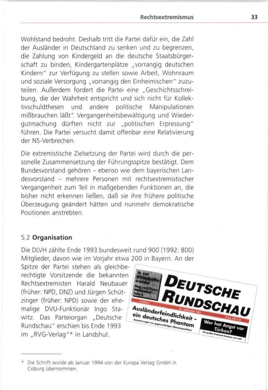 Seite 33 des Verfassungsschutzbericht 1993 Bayern
