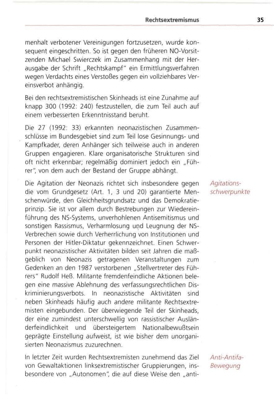 Seite 35 des Verfassungsschutzbericht 1993 Bayern