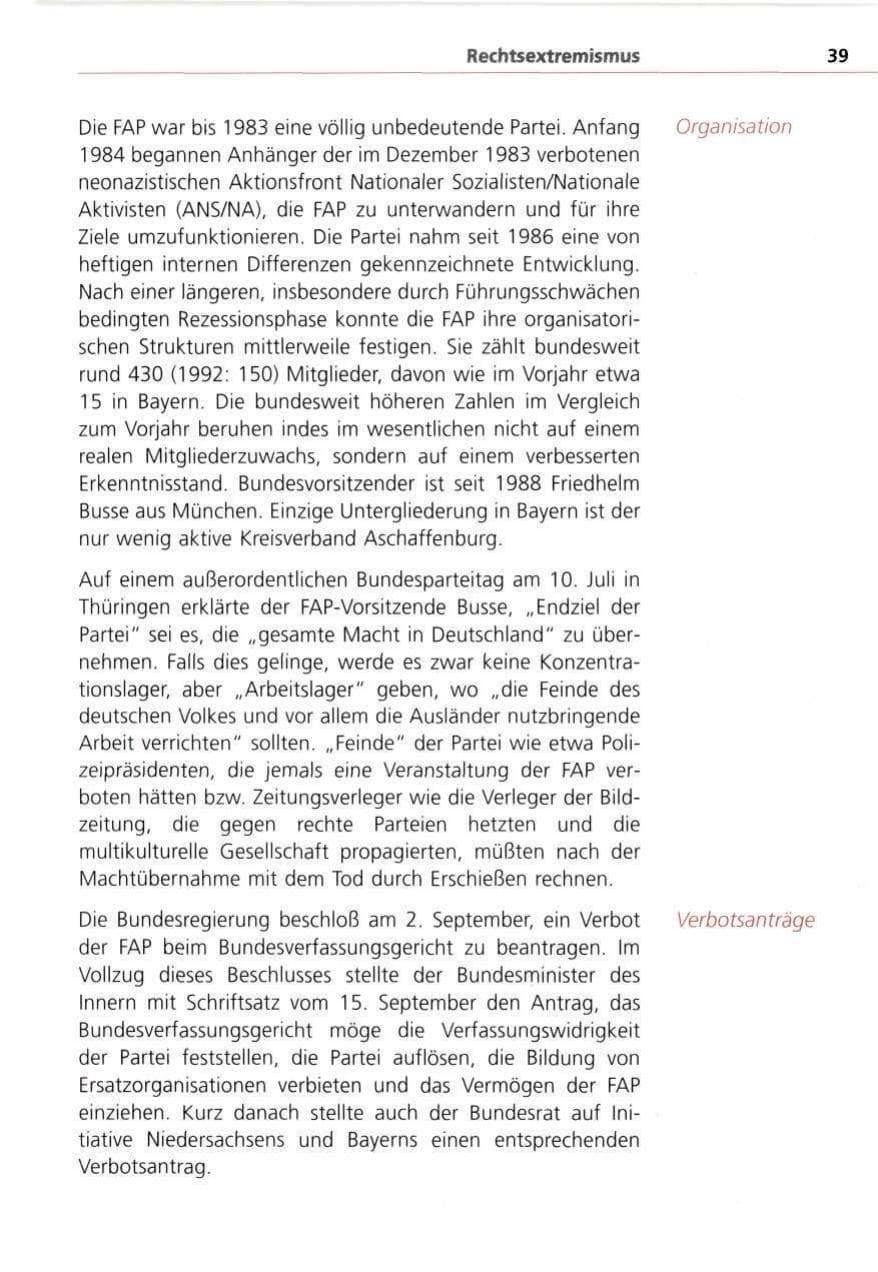 Seite 39 des Verfassungsschutzbericht 1993 Bayern