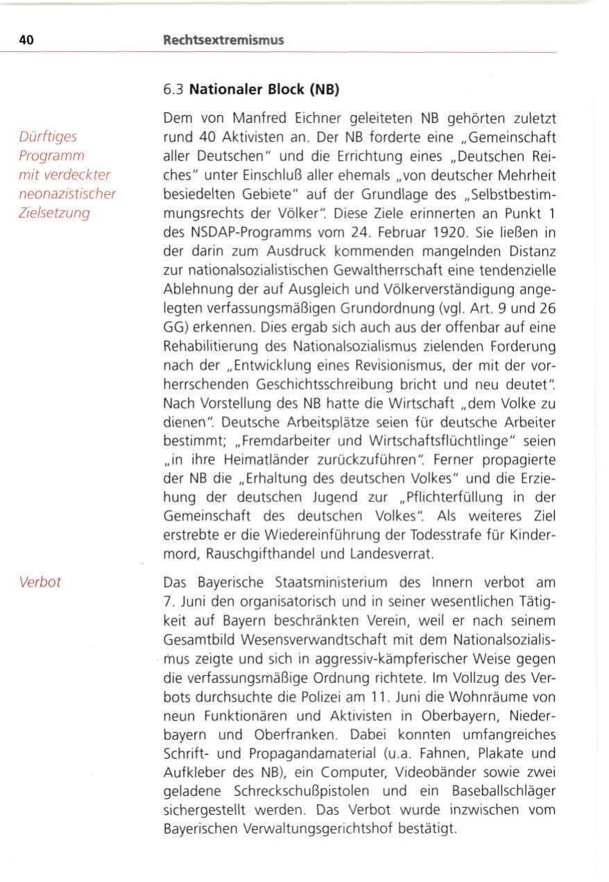 Seite 40 des Verfassungsschutzbericht 1993 Bayern