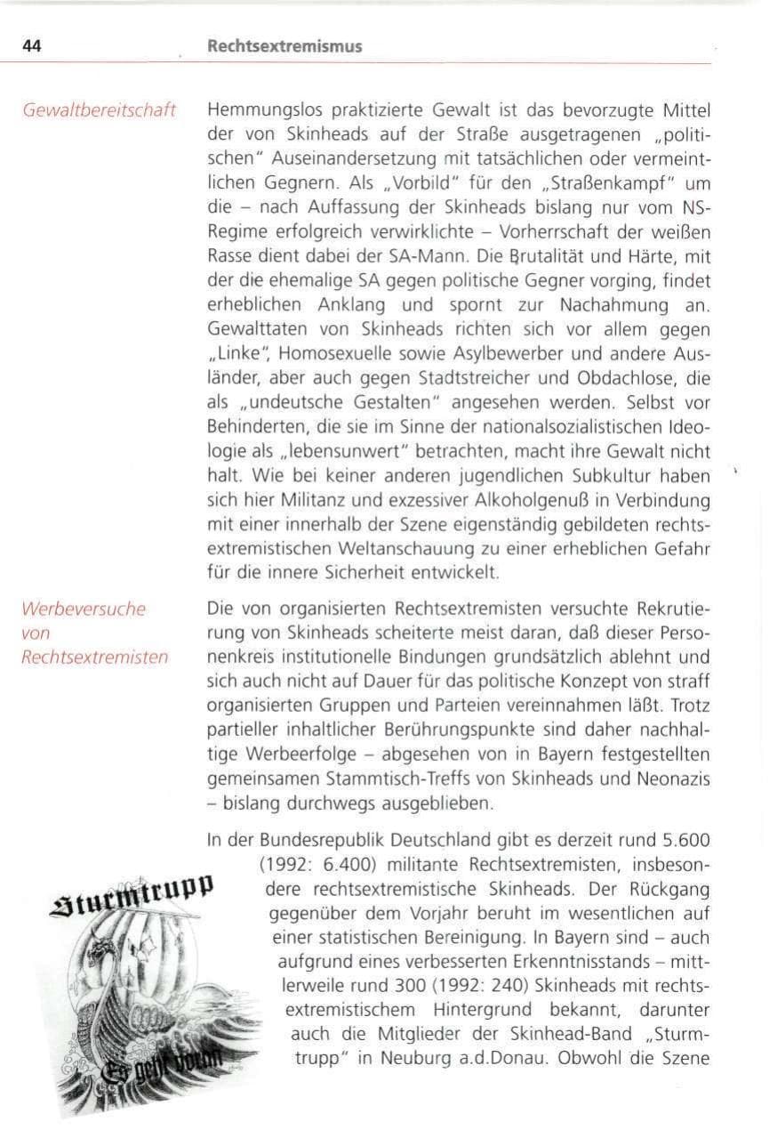 Seite 44 des Verfassungsschutzbericht 1993 Bayern