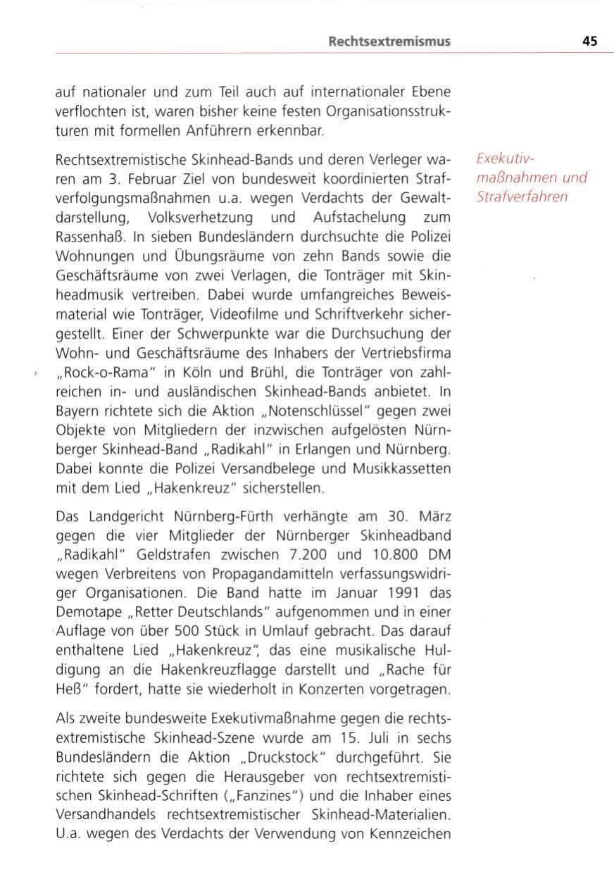 Seite 45 des Verfassungsschutzbericht 1993 Bayern