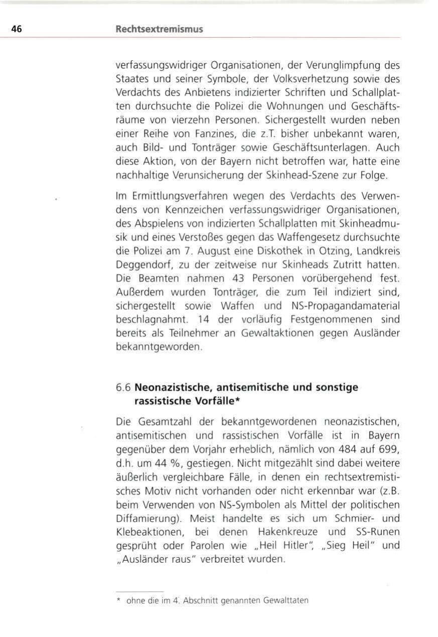 Seite 46 des Verfassungsschutzbericht 1993 Bayern