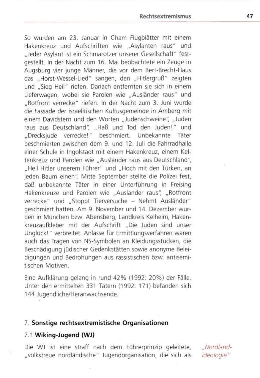 Seite 47 des Verfassungsschutzbericht 1993 Bayern