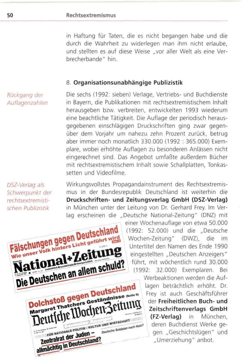 Seite 50 des Verfassungsschutzbericht 1993 Bayern