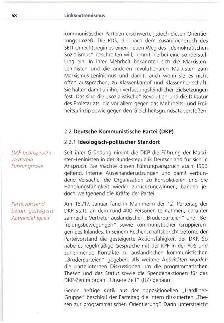 Seite 68 des Verfassungsschutzbericht 1993 Bayern
