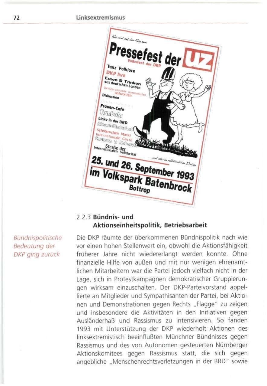 Seite 72 des Verfassungsschutzbericht 1993 Bayern