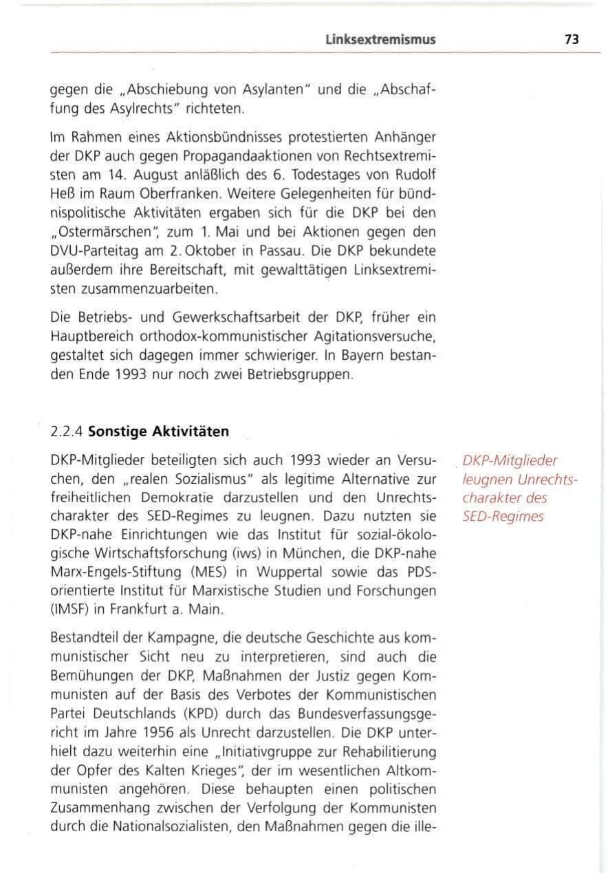Seite 73 des Verfassungsschutzbericht 1993 Bayern