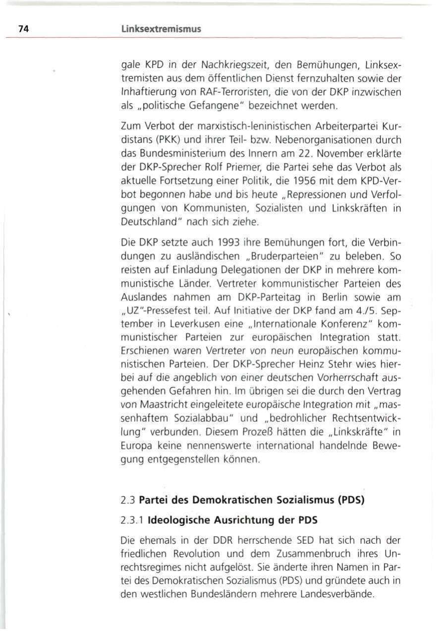 Seite 74 des Verfassungsschutzbericht 1993 Bayern