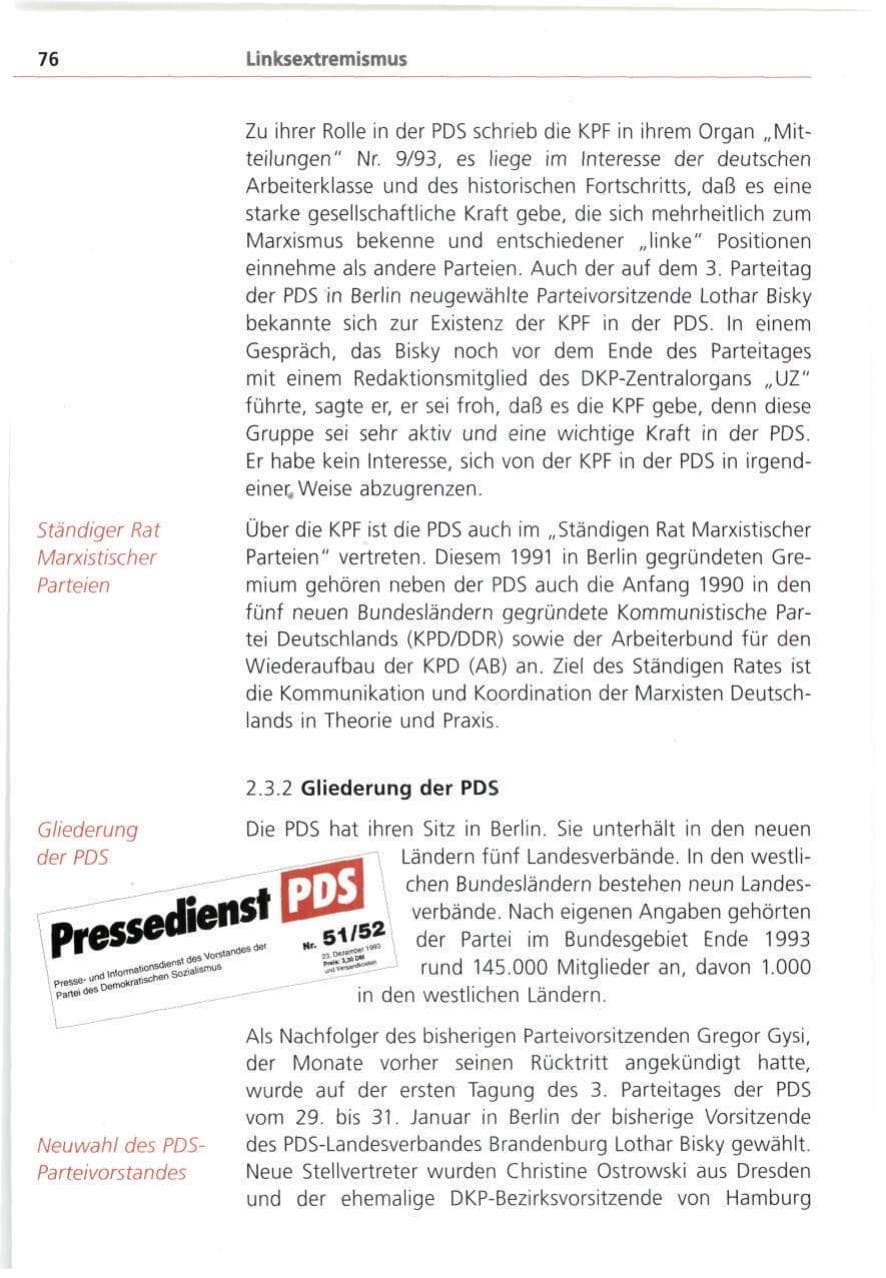 Seite 76 des Verfassungsschutzbericht 1993 Bayern