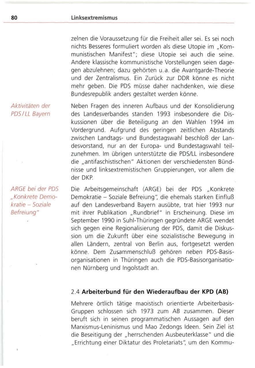 Seite 80 des Verfassungsschutzbericht 1993 Bayern