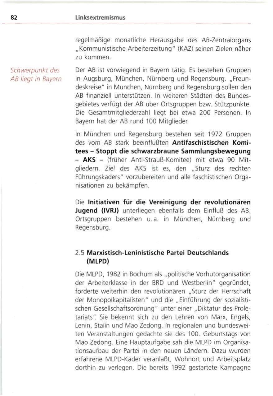 Seite 82 des Verfassungsschutzbericht 1993 Bayern