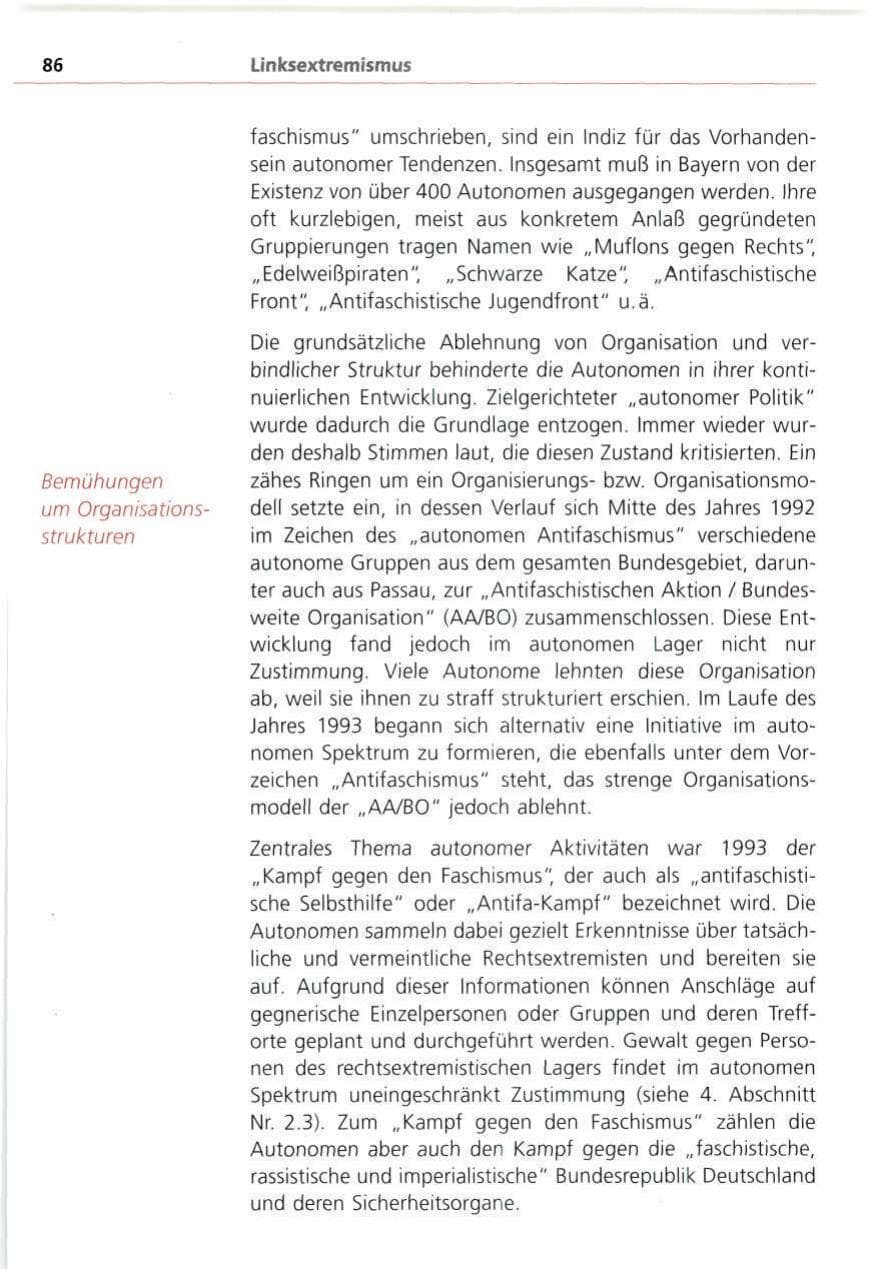 Seite 86 des Verfassungsschutzbericht 1993 Bayern
