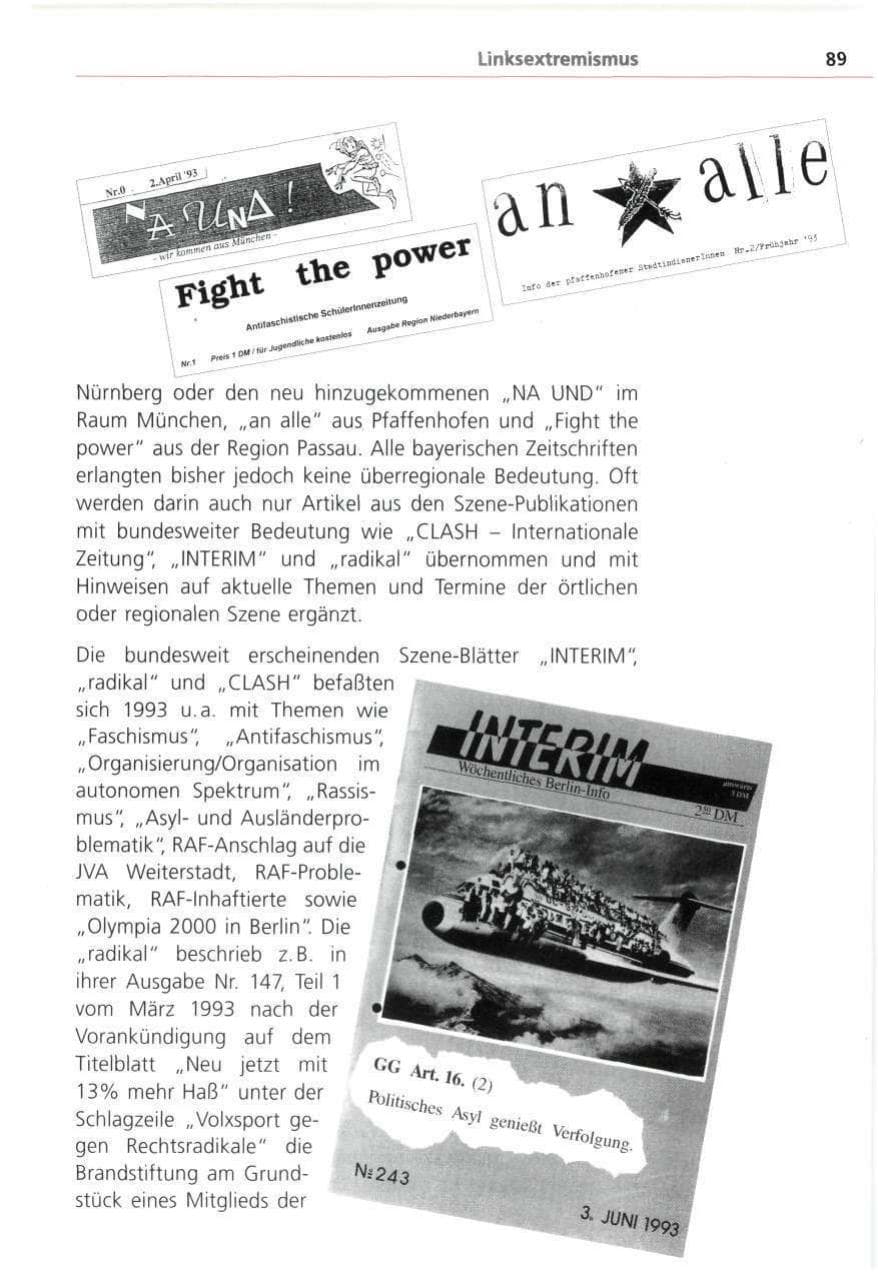 Seite 89 des Verfassungsschutzbericht 1993 Bayern