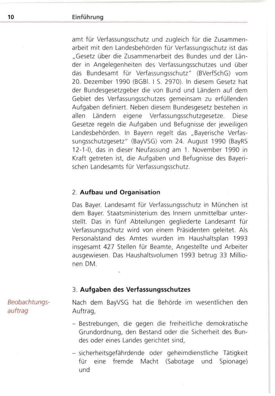 Seite 10 des Verfassungsschutzbericht 1993 Bayern