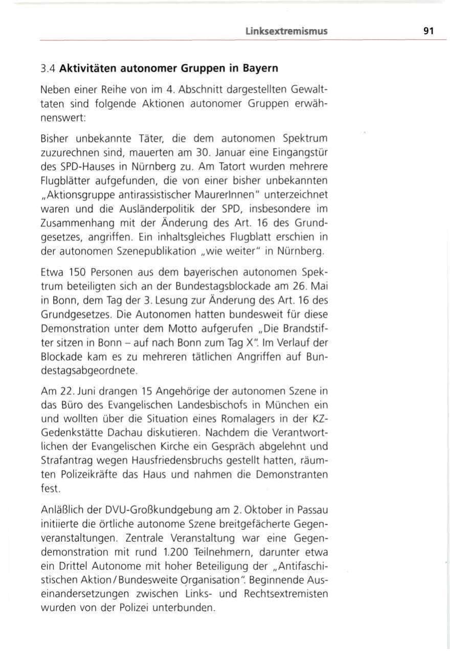 Seite 91 des Verfassungsschutzbericht 1993 Bayern