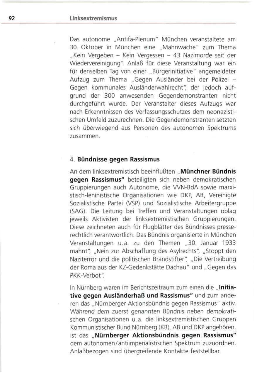 Seite 92 des Verfassungsschutzbericht 1993 Bayern