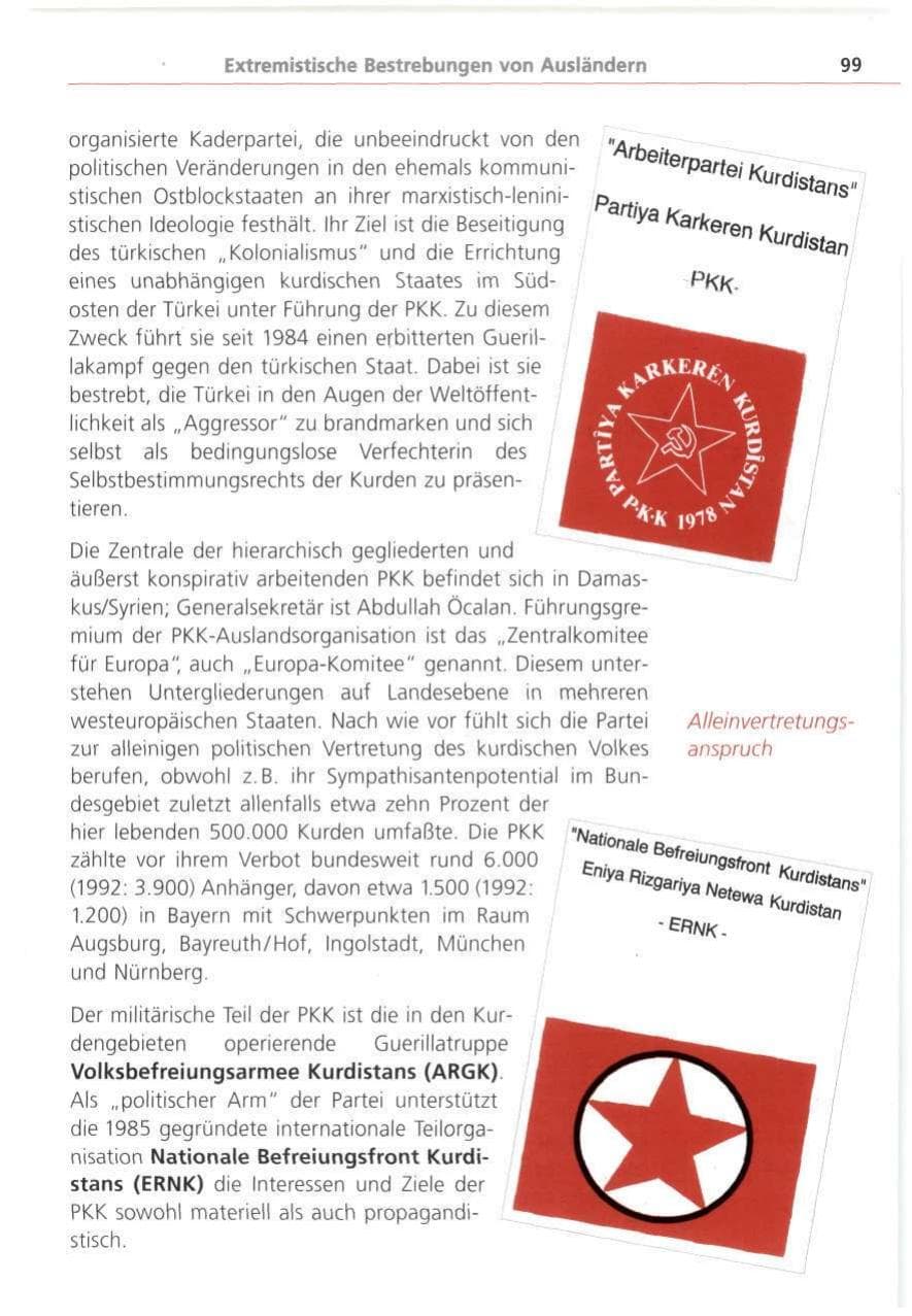 Seite 99 des Verfassungsschutzbericht 1993 Bayern