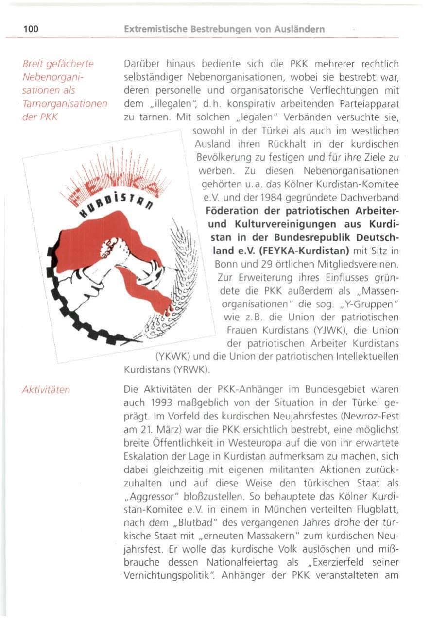 Seite 100 des Verfassungsschutzbericht 1993 Bayern