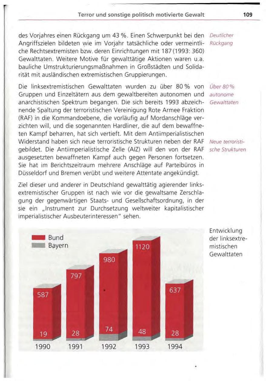Seite 110 des Verfassungsschutzbericht 1994 Bayern
