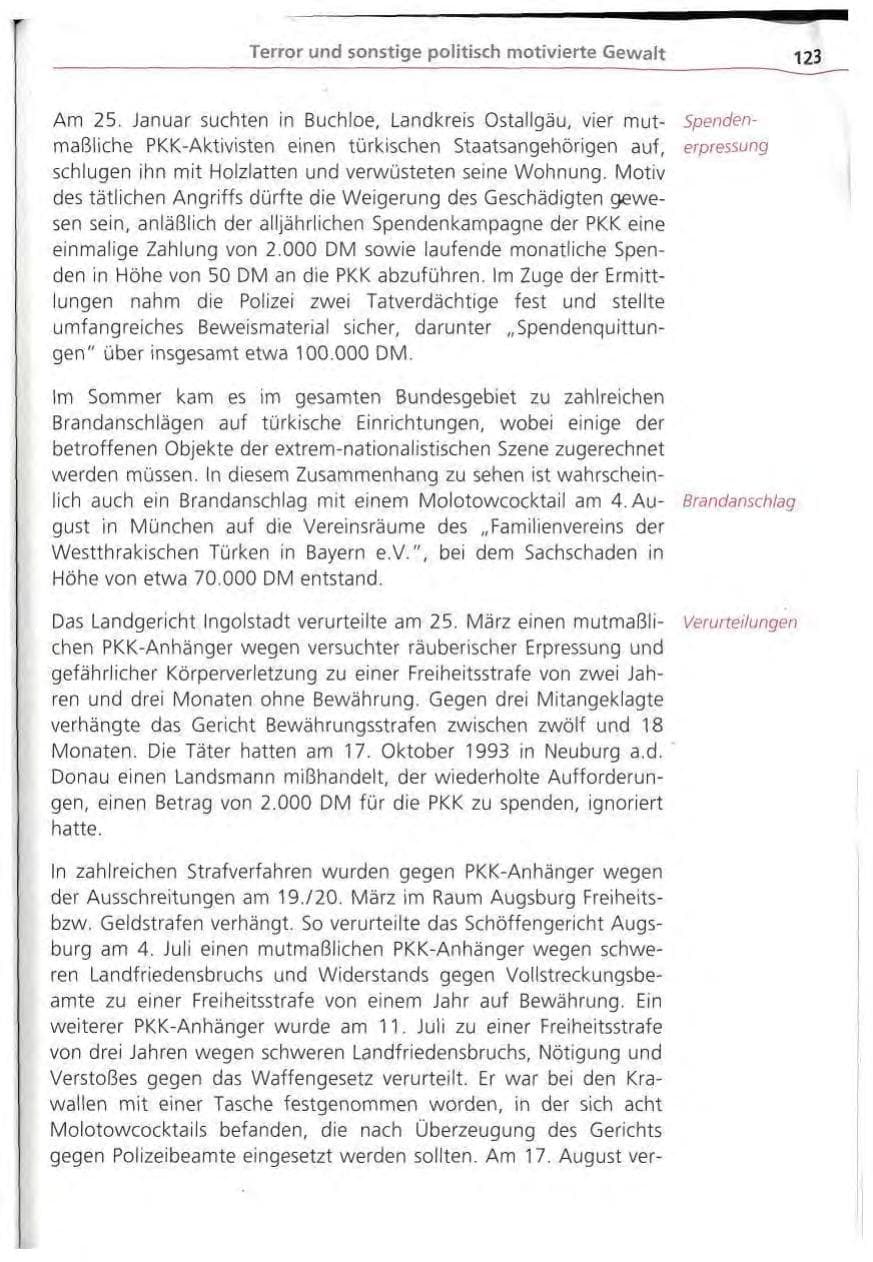 Seite 124 des Verfassungsschutzbericht 1994 Bayern